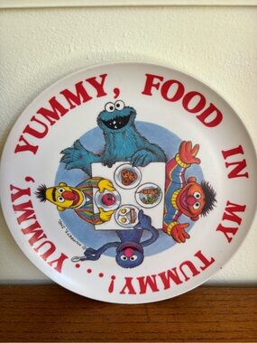 Vintage Sesame Street plate w/cookie monster burt Ernie Grover